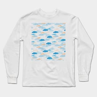 Blue Rainy Day Pattern Long Sleeve T-Shirt